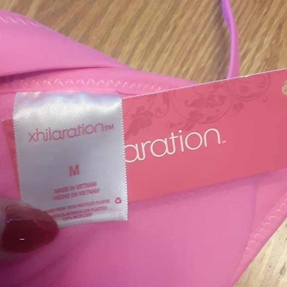 xhilaration Bikini Top Crochet Pink Triangle Crochete Size Medium - Picture 6 of 7